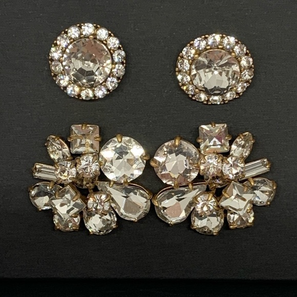 J. Crew Three Pair Crystal Earrings Box Set NWT - Picture 3 of 6